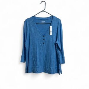 Chico's Blue V-Neck Women's Long sleeves Top